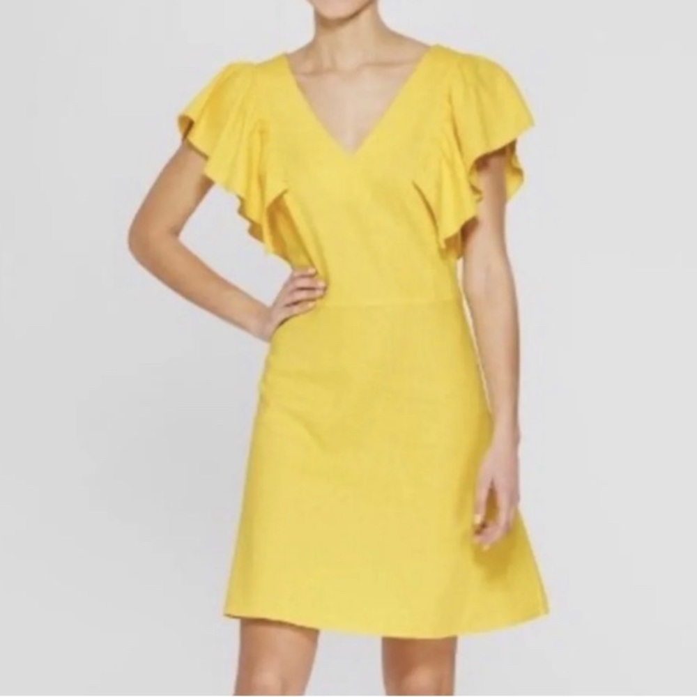 A New Day Yellow Linen Dress